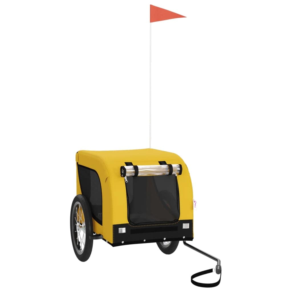 Hondenfietstrailer oxford stof en ijzer geel en zwart - Image 2