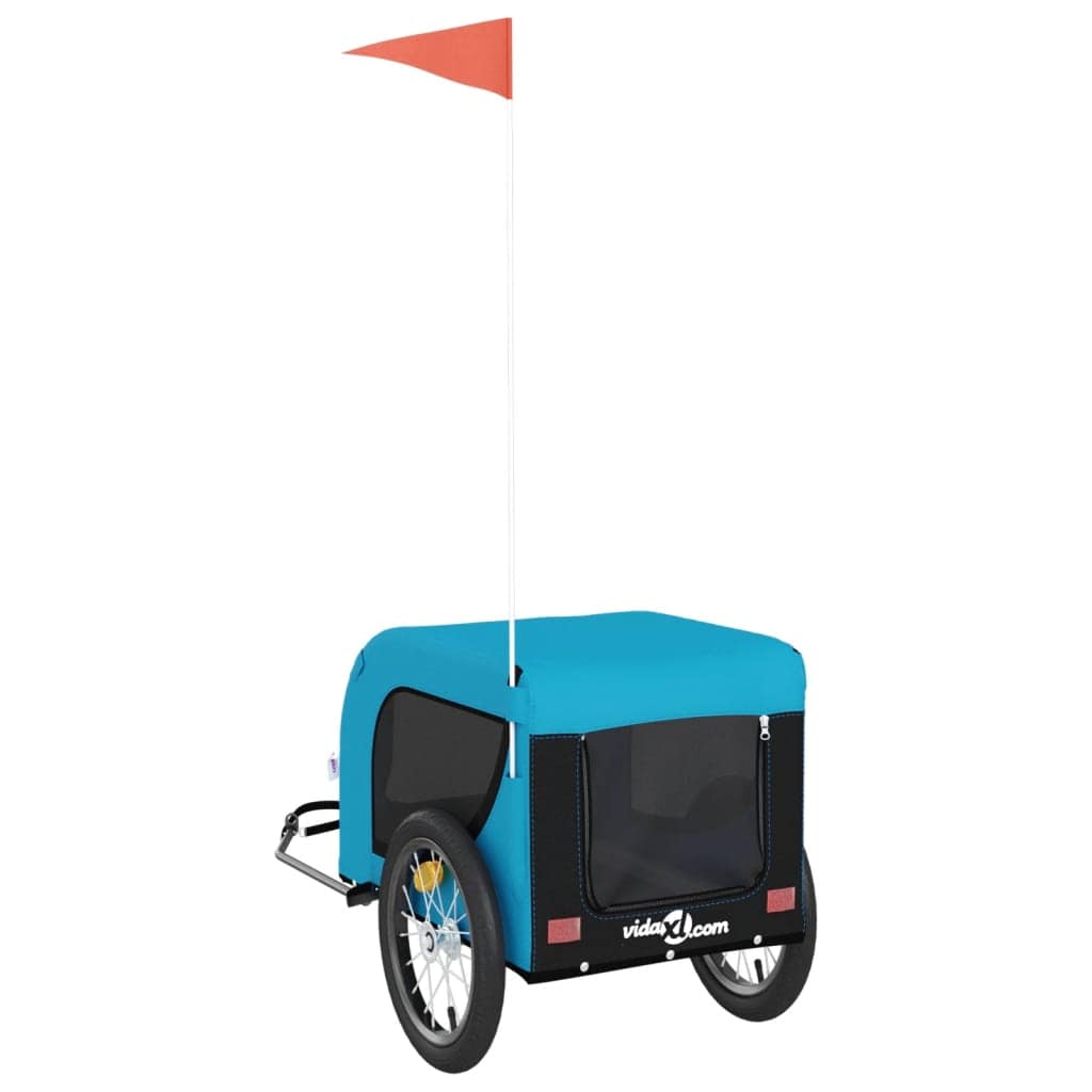Hondenfietstrailer oxford stof en ijzer blauw en zwart - Image 5
