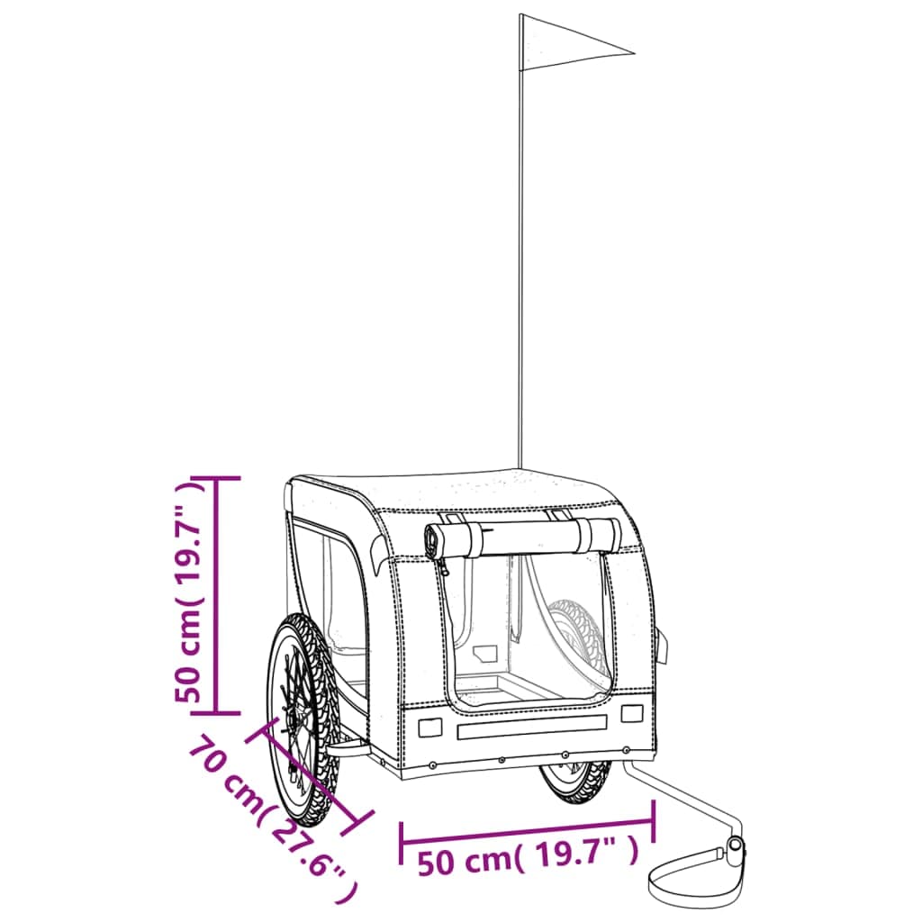 Hondenfietstrailer oxford stof en ijzer blauw en zwart - Image 9